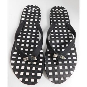 Coach Black White Gingham Amel‎ Flip Flops Sandal SZ 10 B